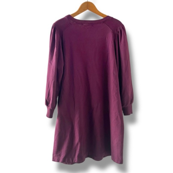 Michael Stars Veronica Terry Plum Puff Sleeve Dress‎ Women’s Size Large NWT - Picture 3 of 16